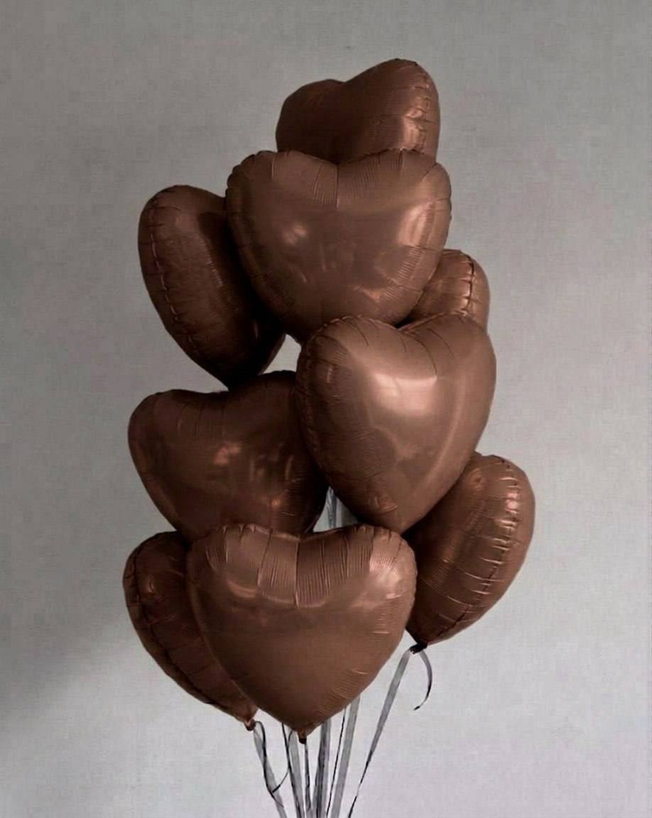 Фольгированные шары «Сердце коричневое»